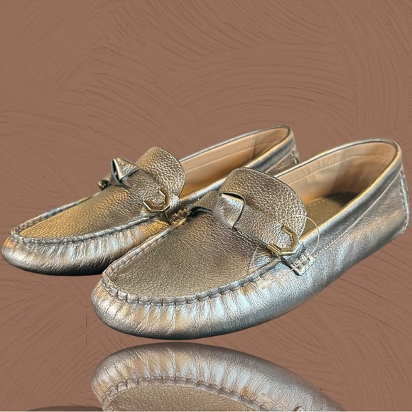 NWOT Cole Haan Women’s ‘Evelyn’ Bow Driver Loafer in “Pewter Metallic” Size 8.5 - Picture 14 of 16